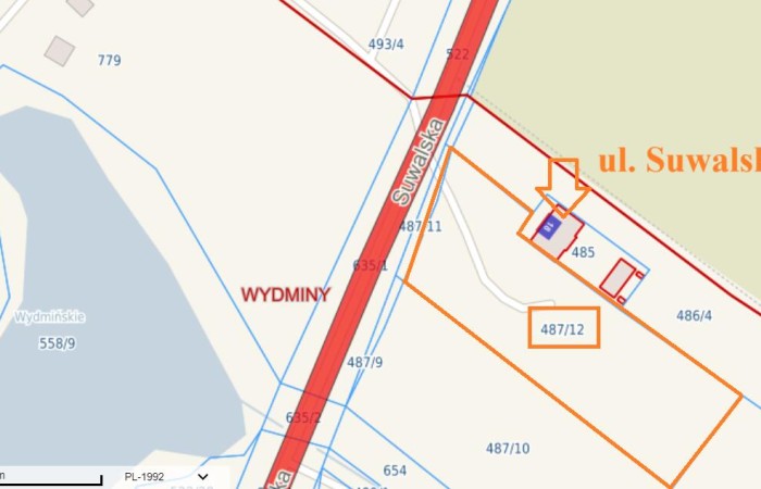 giżycki, Wydminy, Suwalska, 1/2 domu w Wydminach plus działka  4715 m2