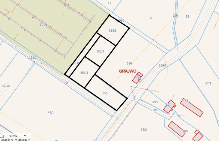giżycki, Giżycko, Grajwo, Działki bud. Grajwo gm Giżycko