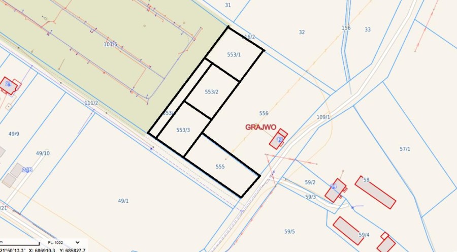 giżycki, Giżycko, Grajwo, Działki bud. Grajwo gm Giżycko
