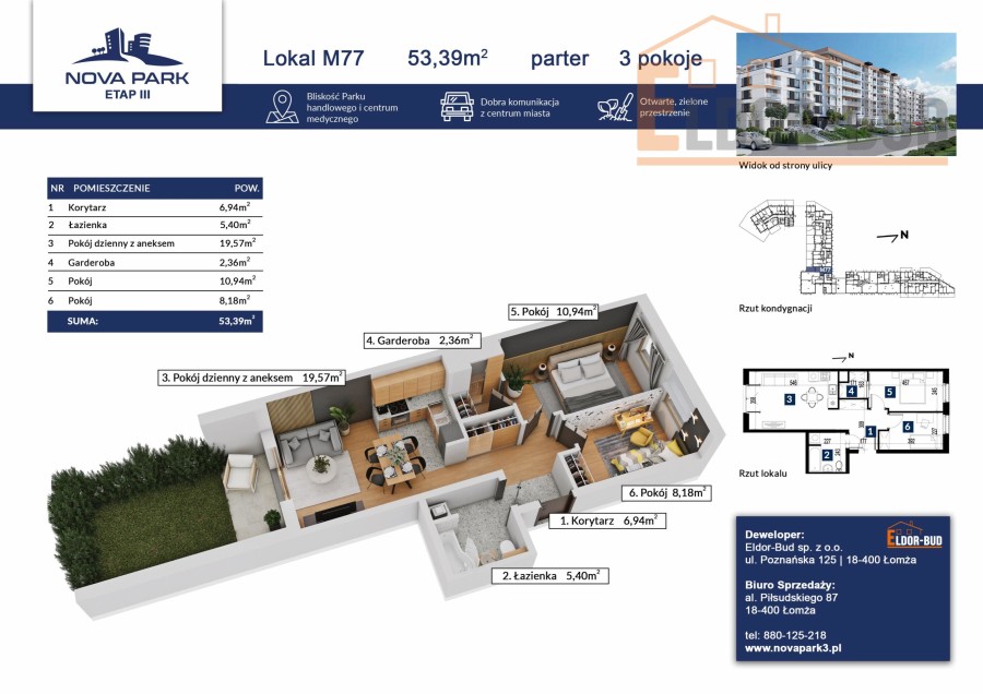 Łomża, Akademicka, Mieszkanie na parterze z dużym ogródkiem M-77