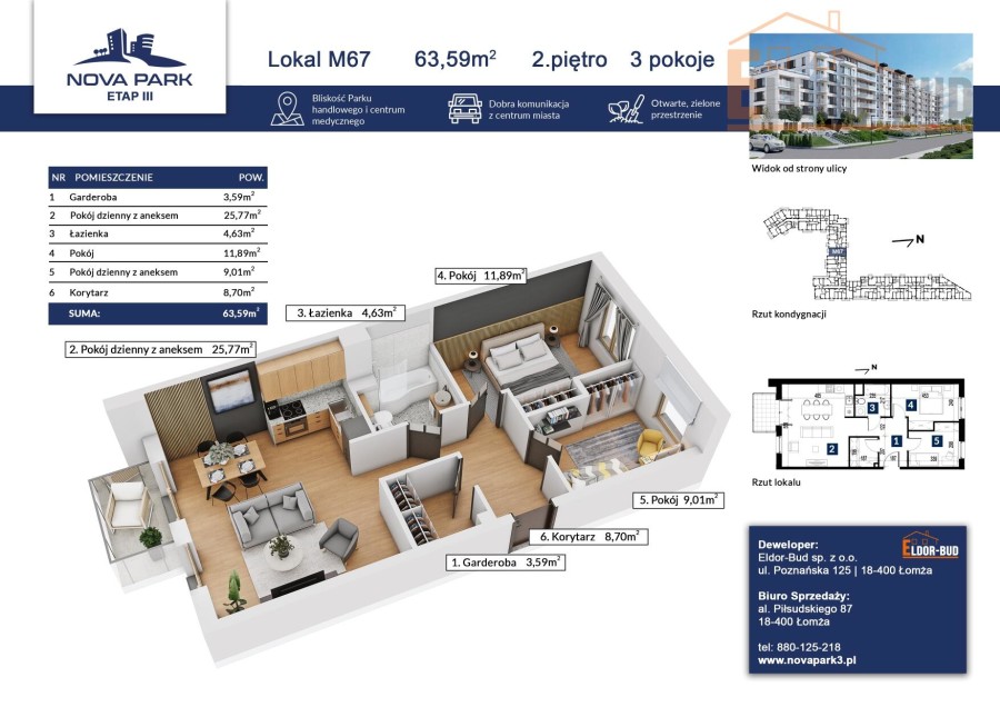 Łomża, Akademicka, Przestronne mieszkanie dla Ciebie i Twojej rodziny M-67