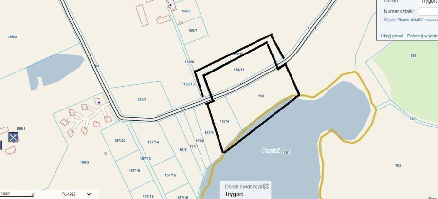 węgorzewski, Węgorzewo, Trygort, Działka bud. 2,1 ha z linią brzegową jeziora Mamry