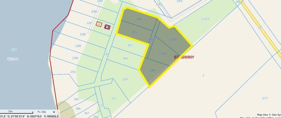 giżycki, Miłki, Ruda, Działki bud w pobliżu jeziora Wojnowo