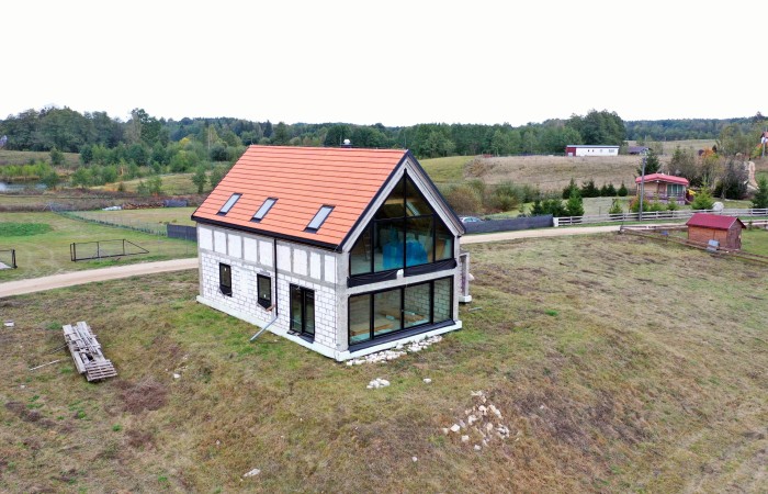 giżycki, Wydminy, Okrągłe, Nowoczesny dom do własnej aranżacji z widokiem na Jezioro Bielskie