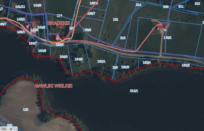 giżycki, Wydminy, Grądzkie, Działka rolna z linią brzegowa Grądzkie gm Wydminy