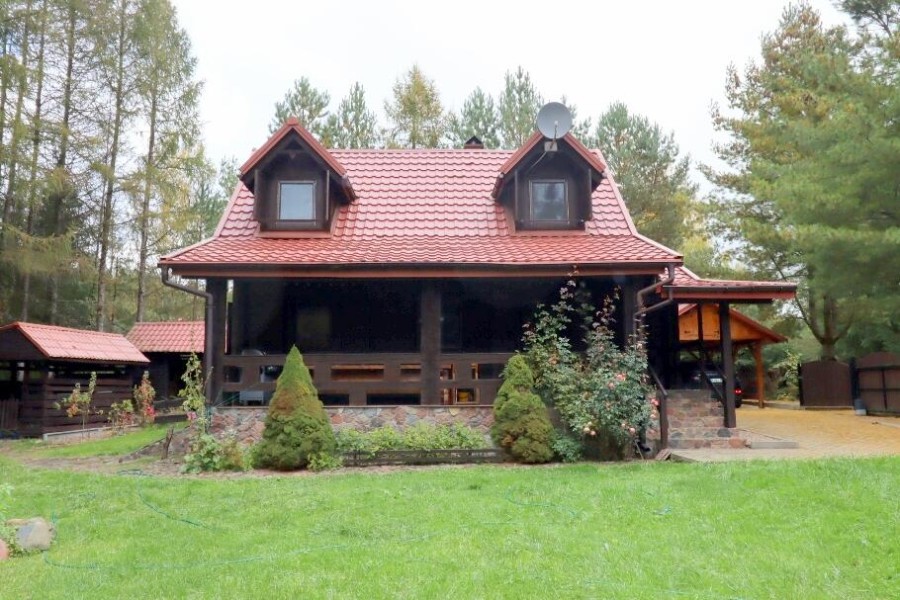 piski, Orzysz, Góra, Dom, łódź i pomost nad jeziorem Tyrkło  Góra 50 gm Orzysz