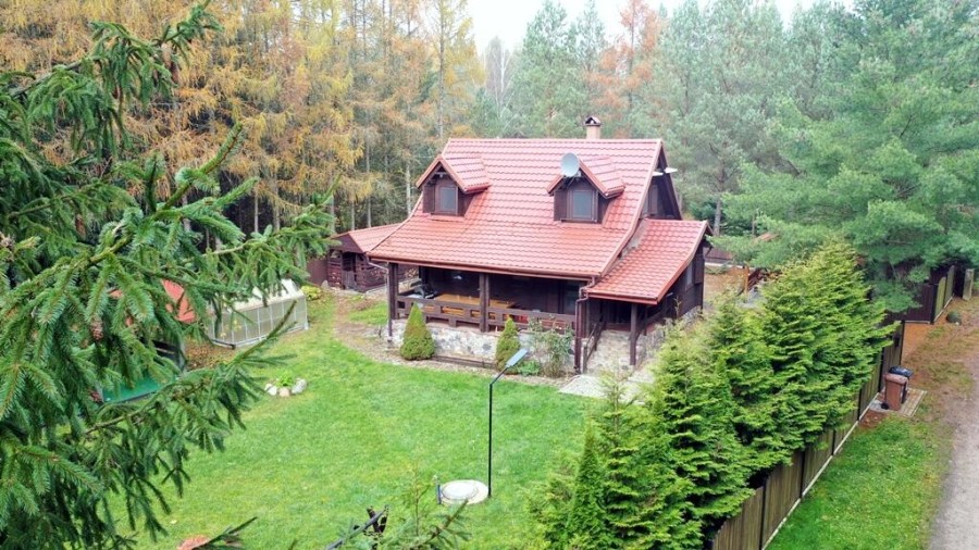 piski, Orzysz, Góra, Dom, łódź i pomost nad jeziorem Tyrkło  Góra 50 gm Orzysz