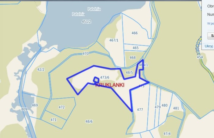 giżycki, Kruklanki, Ogromna działka rolna na obrzeżach  Kruklanek