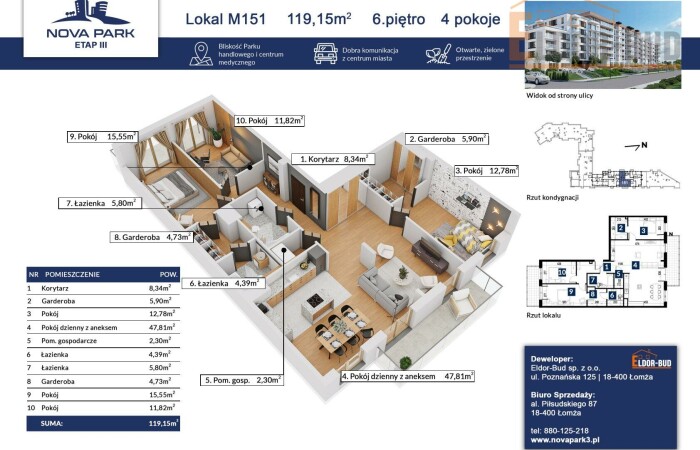 podlaskie, Łomża, Duży apartament z dwoma balkonami M-151