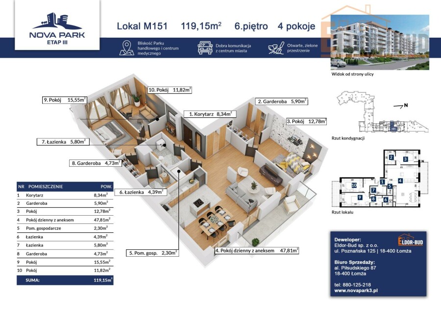 Łomża, Akademicka, Duży apartament z dwoma balkonami M-151