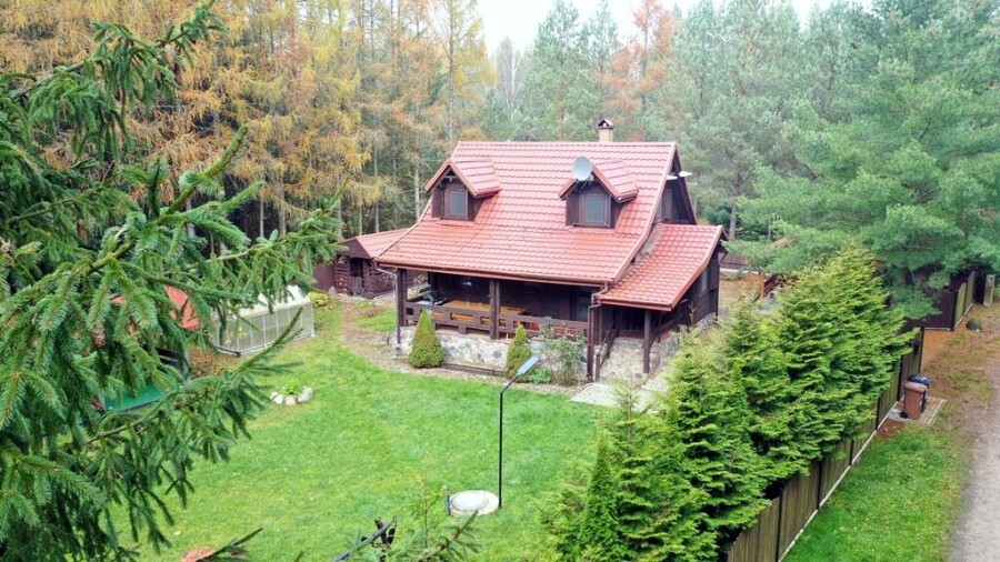 piski, Orzysz, Góra, Dom, łódź i pomost nad jeziorem Tyrkło  Góra 50 gm Orzysz