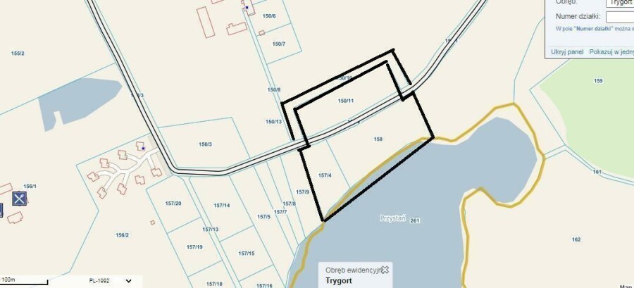 węgorzewski, Węgorzewo, Trygort, Działka bud. 2,1 ha z linią brzegową jeziora Mamry