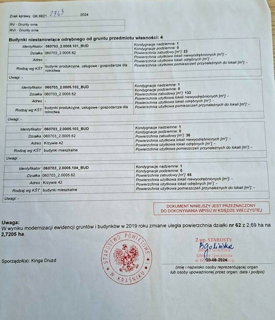 kraśnicki, Dzierzkowice, Krzywie, Stare Siedlisko Krzywie 42 gm Dierzkowice