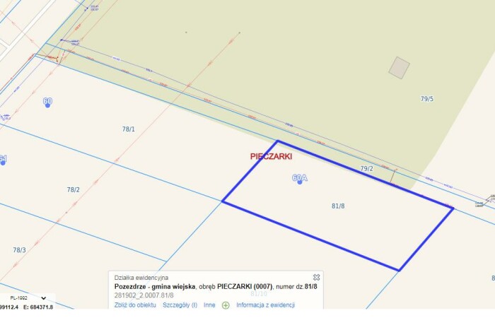 węgorzewski, Pozezdrze, Pieczarki, Działka bud. Pieczarki gm Pozezdrze