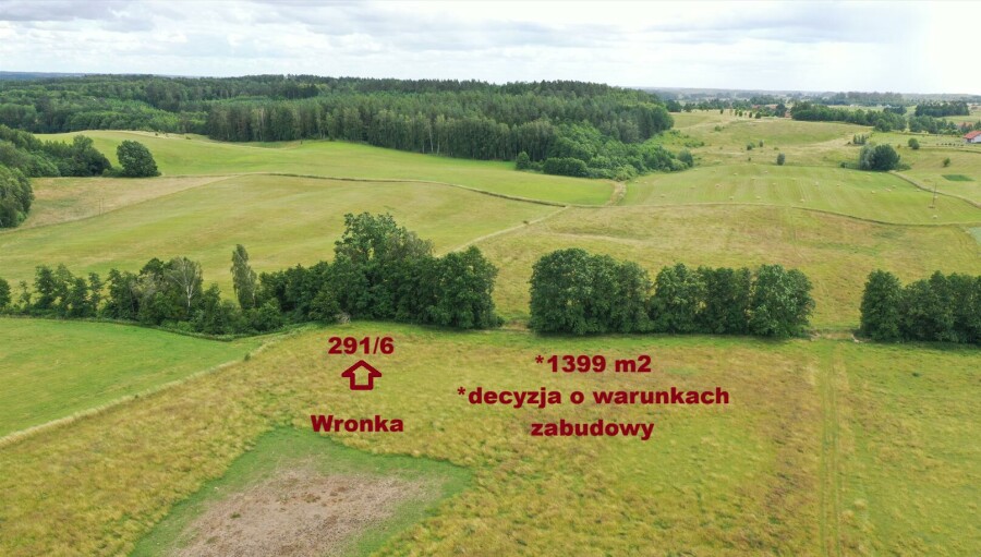 giżycki, Giżycko, Wronka, Działka budowlana  Mazury – Wronka, 1400 m2 , warunki zabudowy