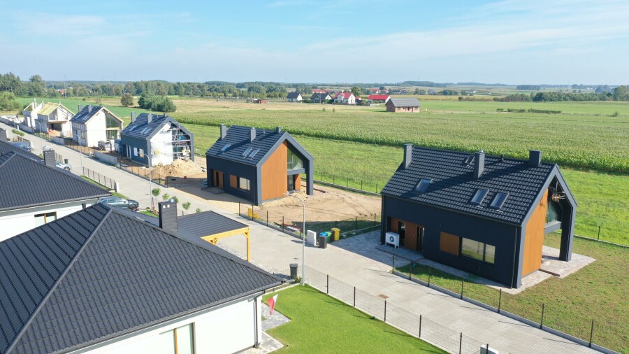 łomżyński, Łomża, Wygoda, Bursztynowa, Efektowny dom w stylu nowoczesnej stodoły  w Wygodzie / k. Łomży
